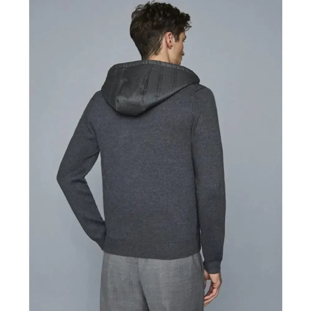 REISS Coat Size M NEW Mens Gray Gamble Quilted Zip Through Hoodie $330